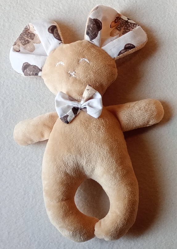 Handmade textilná hrkálka do ručičky Minky – Myška